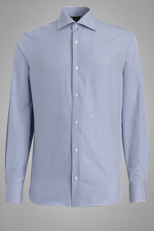 Blue Windsor Collar Slim Striped Shirt