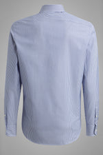Slim Fit Blue Striped Shirt With Windsor Collar
