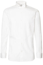 White Cotton Tuxedo Plisse Shirt