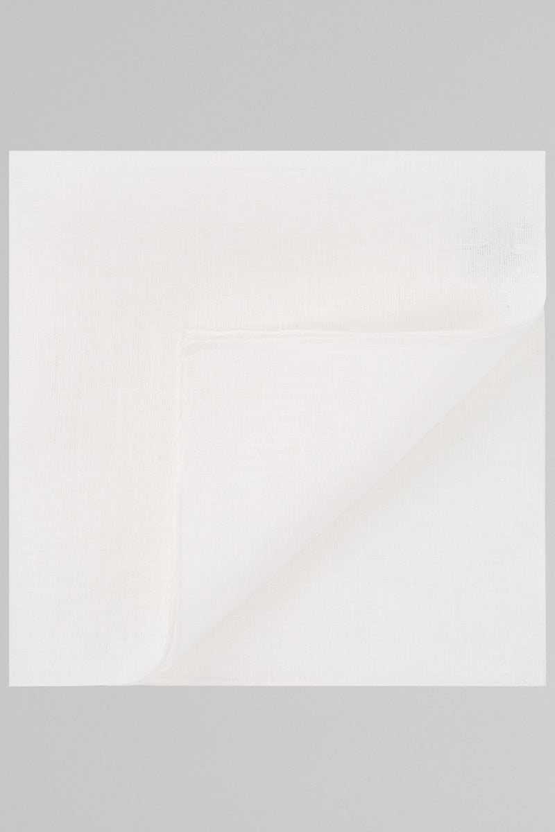 White Pure Linen Pocket Square