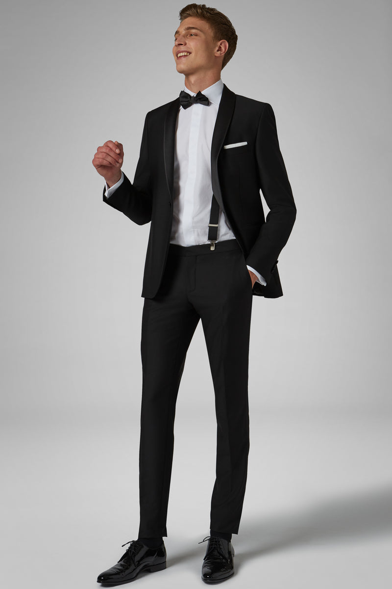 Black Hollywood Dinner Suit With Shawl Lapels