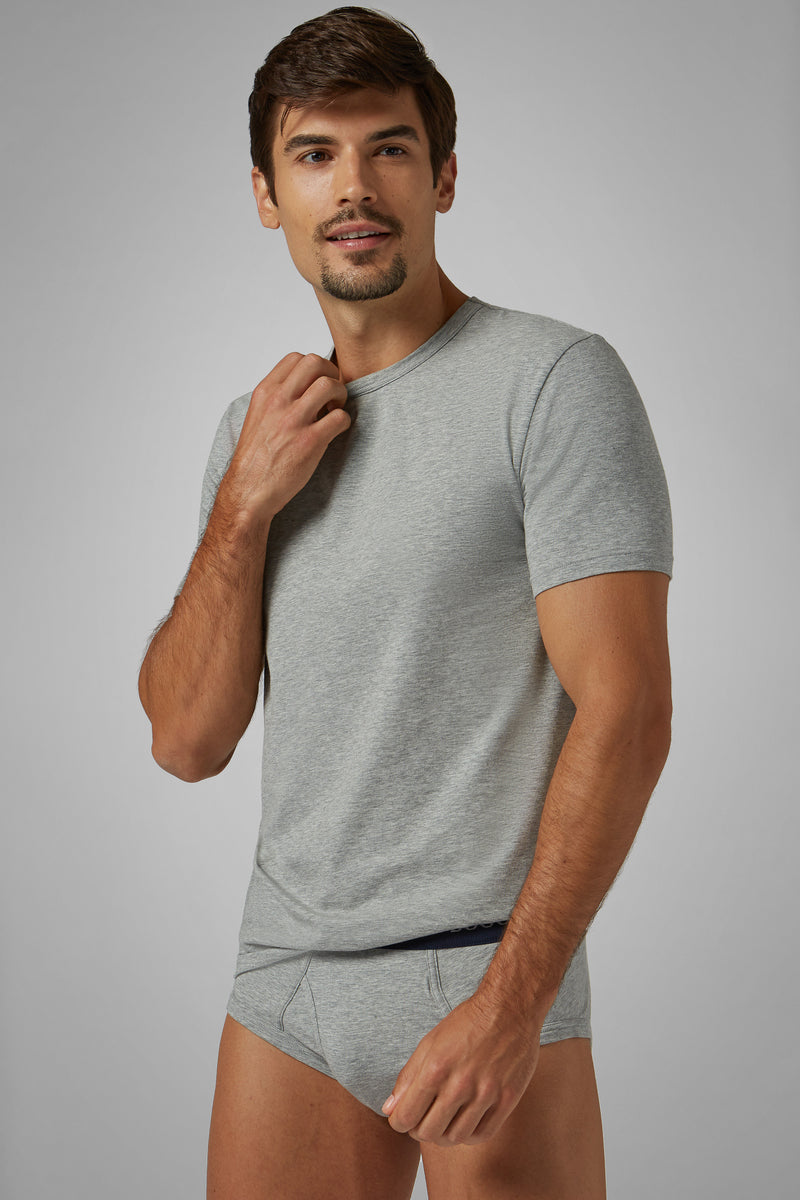Grey Stretch Cotton Jersey T-Shirt