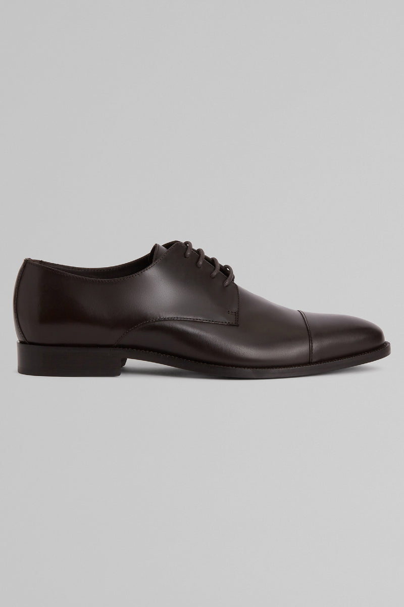 Smooth Leather Derby Shoes With Leather Soles