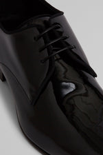 Patent Leather Black Tie Derby Shoes
