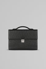 Leather Double-Pocket Briefcase With Clasp