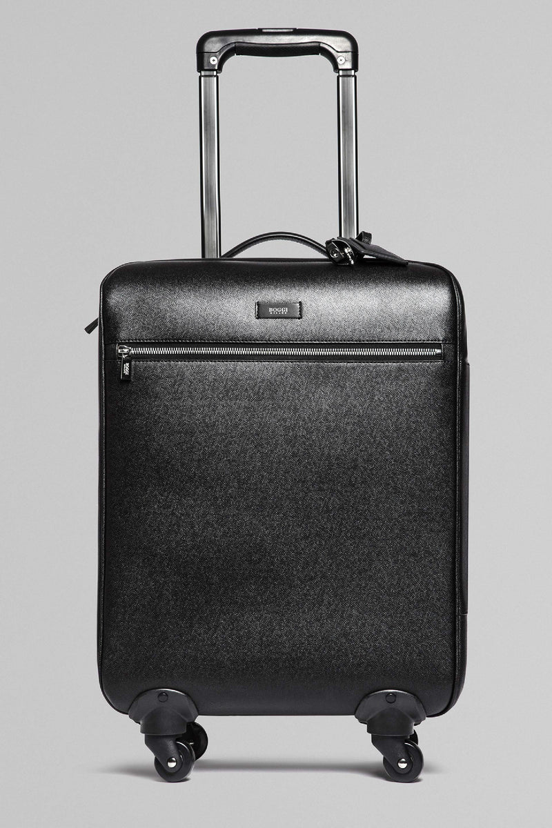 Black Caviar Leather Trolley Suitcase