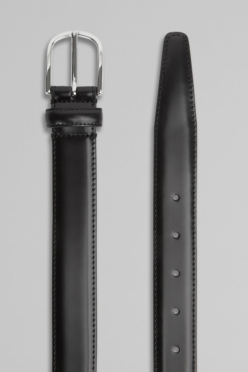 Smooth Leather Belt With Topstitching