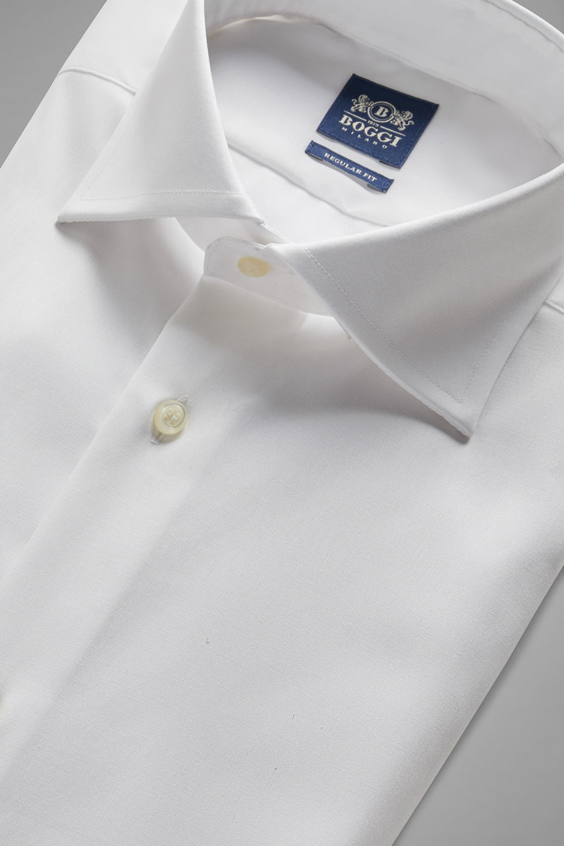 White Cotton Pin Point Regular Fit Shirt