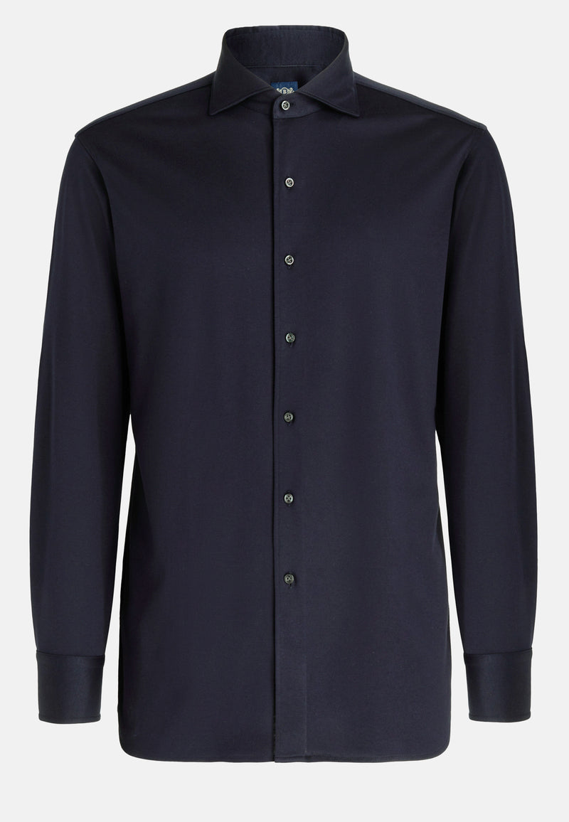 Slim Fit Blue Casual Shirt With Closed Collar
