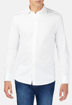 Slim Fit White Casual Shirt With Closed Collar