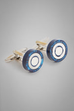 Round Metal Cufflinks With Contrasting Edges