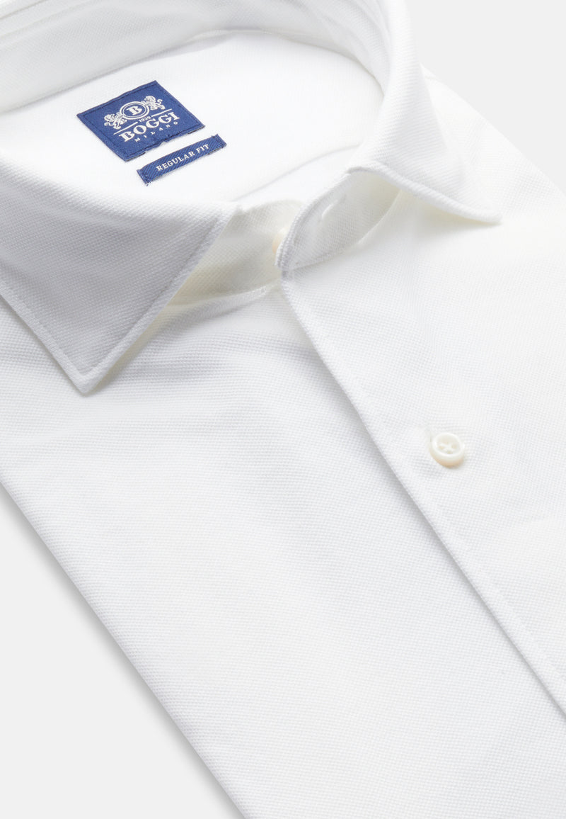 White Cotton Pique Polo Shirt