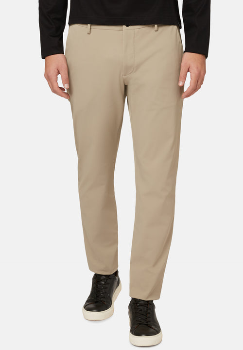 Beige B-Tech Stretch Performance Nylon Trousers