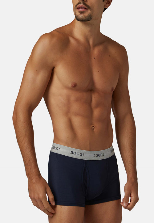 Blue Stretch Cotton Jersey Boxer Shorts