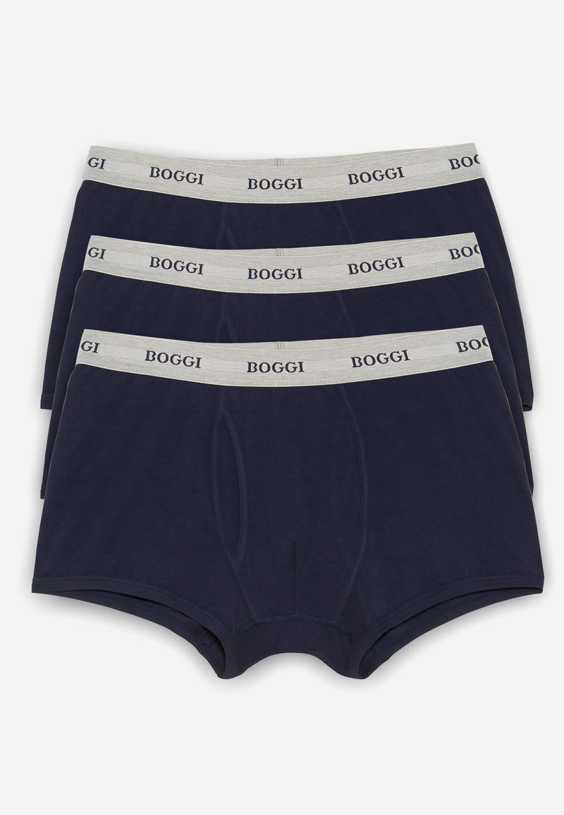 Blue Stretch Cotton Jersey Boxer Shorts