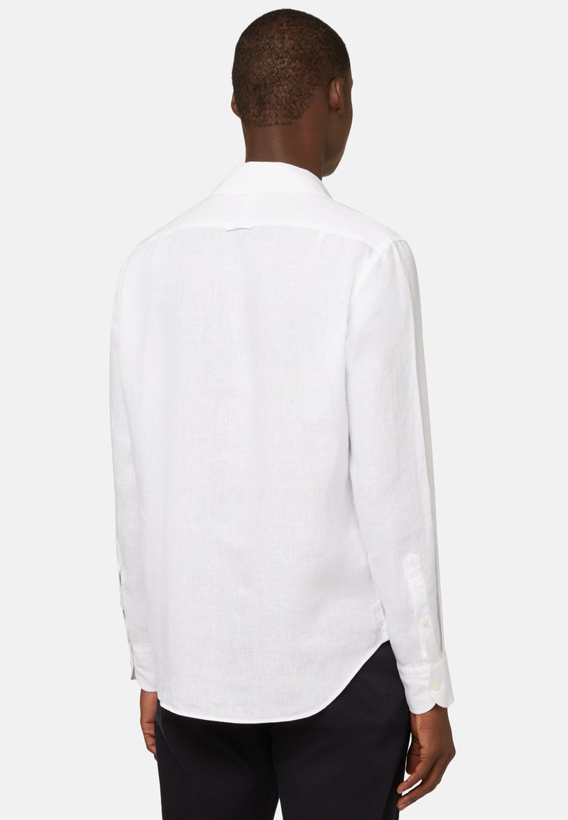 White Regular Linen Shirt