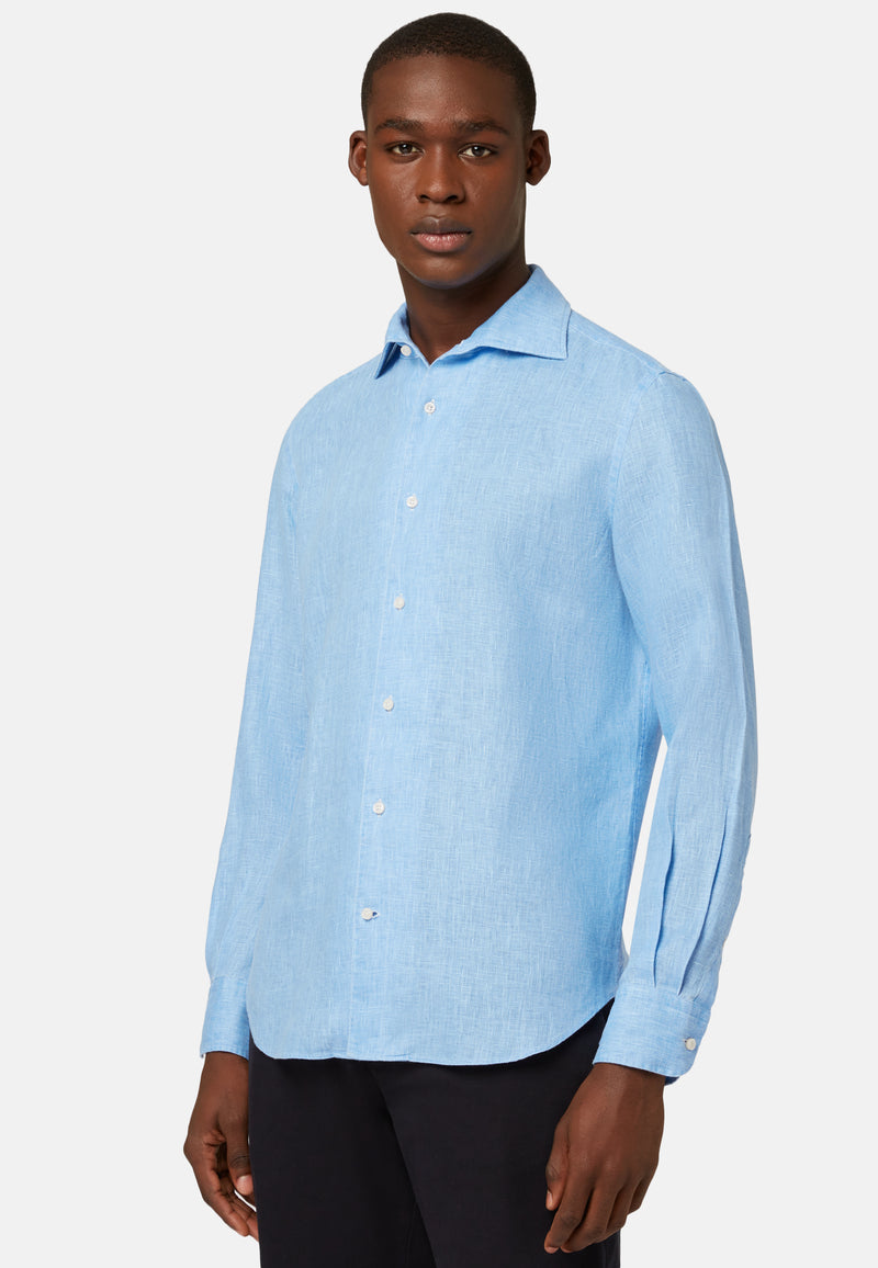 Regular Fit Sky Blue Linen Shirt