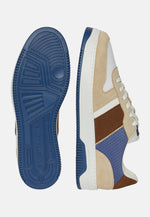 Beige Trainers in Leather AND Technical Fabric