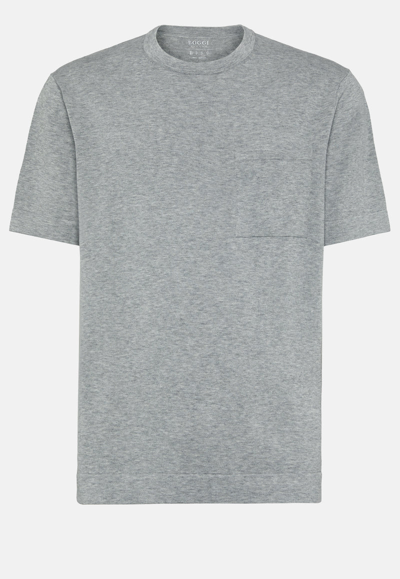 Grey Pima Cotton Knitted T-Shirt