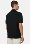 Black Cotton Crepe Knit Polo Shirt