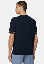 Navy Cotton Crepe Knit T-shirt