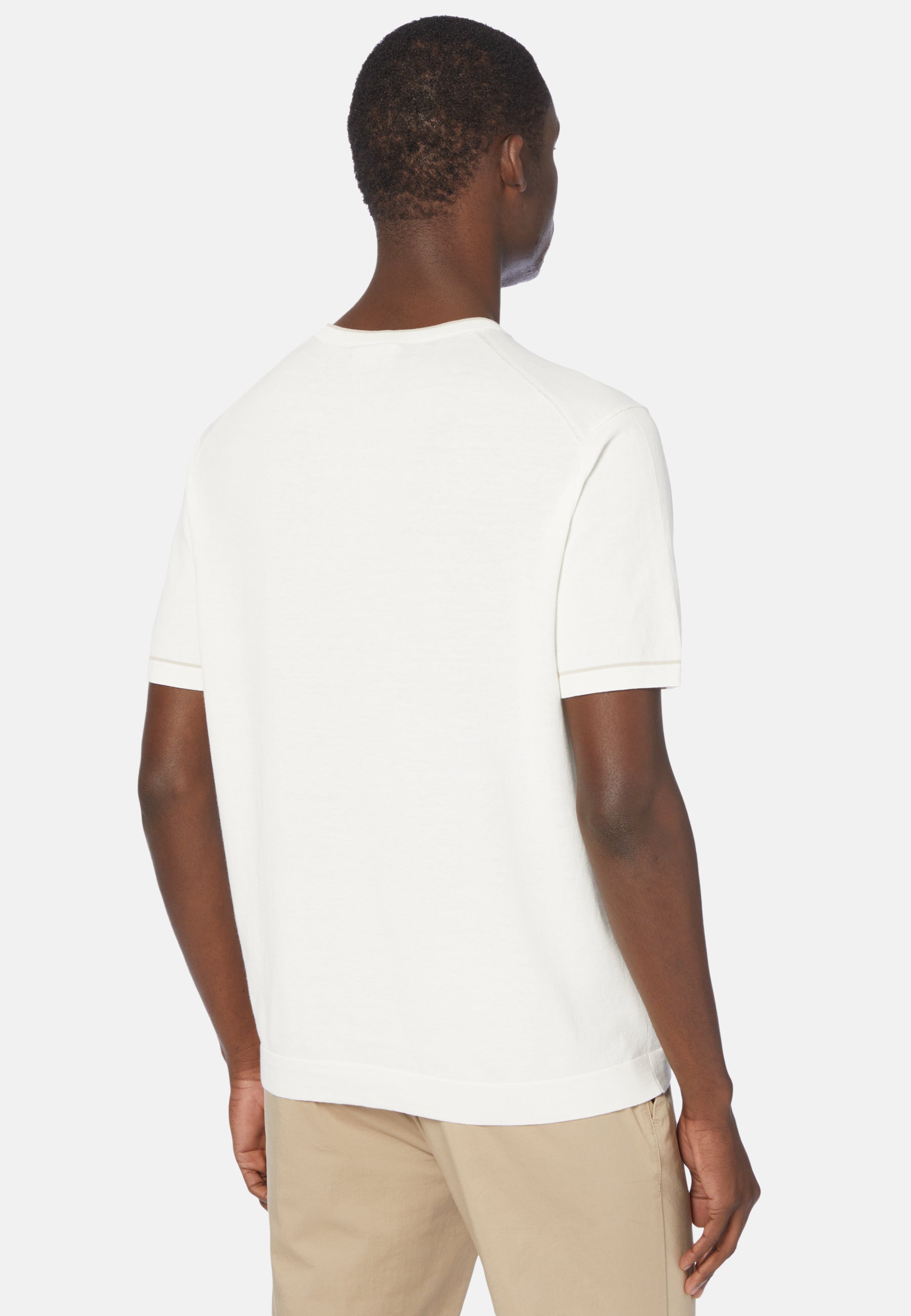 White Cotton Crepe Knit T-shirt – Boggi Milano UAE