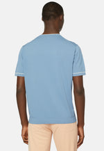 Sky Blue Cotton Crepe Knit T-shirt
