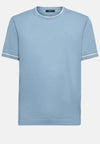 Sky Blue Cotton Crepe Knit T-shirt