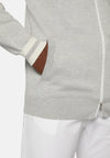 Grey Cotton, Silk and Cashmere Knitted Bomber Jacket