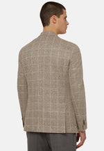 Dove Grey Checked Linen/Cotton B Jersey Jacket