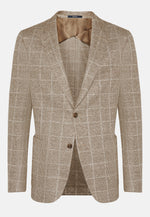 Dove Grey Checked Linen/Cotton B Jersey Jacket