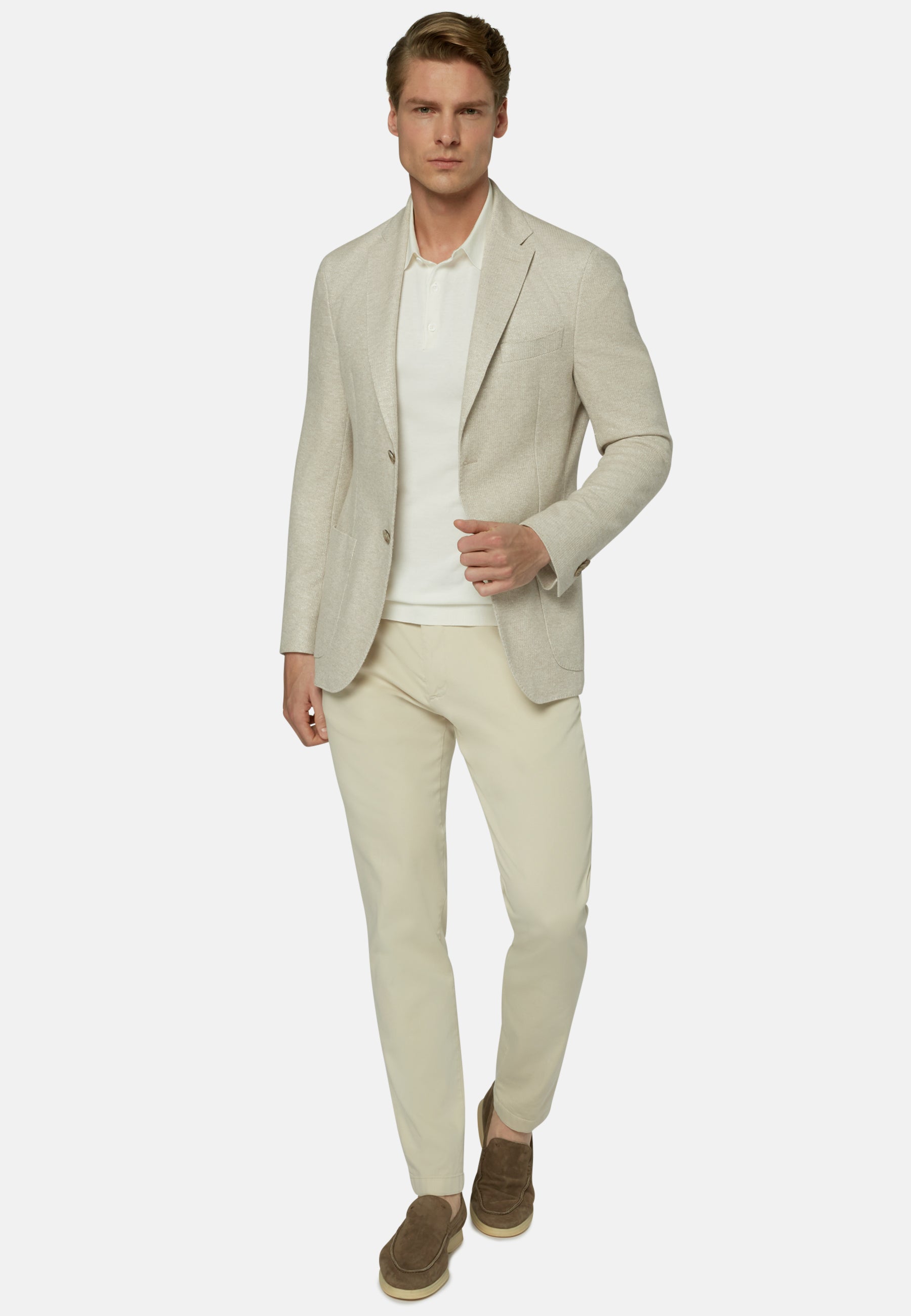 Beige Melange Linen/Cotton B Jersey Jacket – Boggi Milano UAE
