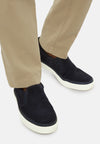 Navy Slip-Ons in Suede Leather