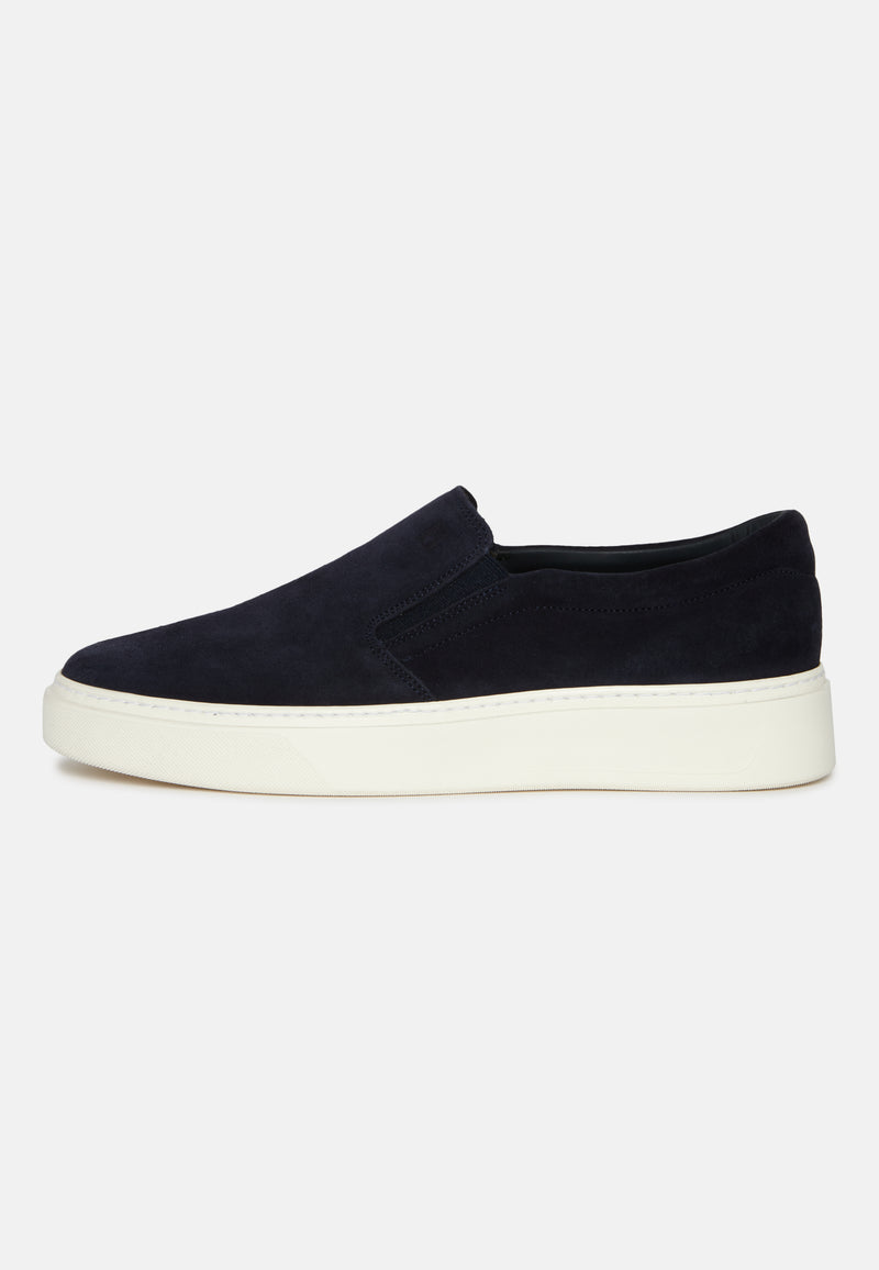 Navy Slip-Ons in Suede Leather
