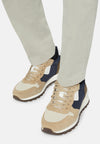 Beige Trainers in Leather and Technical Fabric