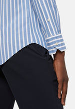 Slim Fit Sky Blue Stripe Stretch Nylon Shirt