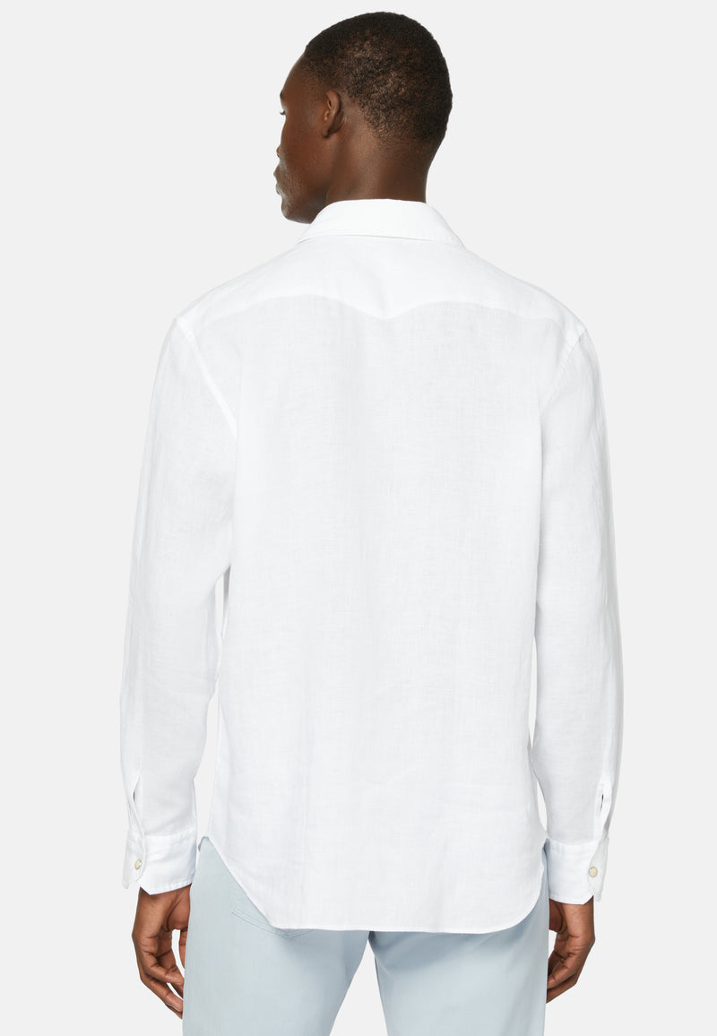 Regular Fit White Linen Shirt