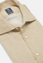Regular Fit Beige Linen Shirt