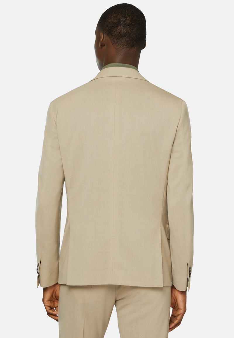 Beige Double-Breasted B Travel Suit