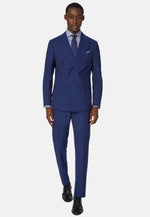 Blue Double-Breasted B Travel Suit