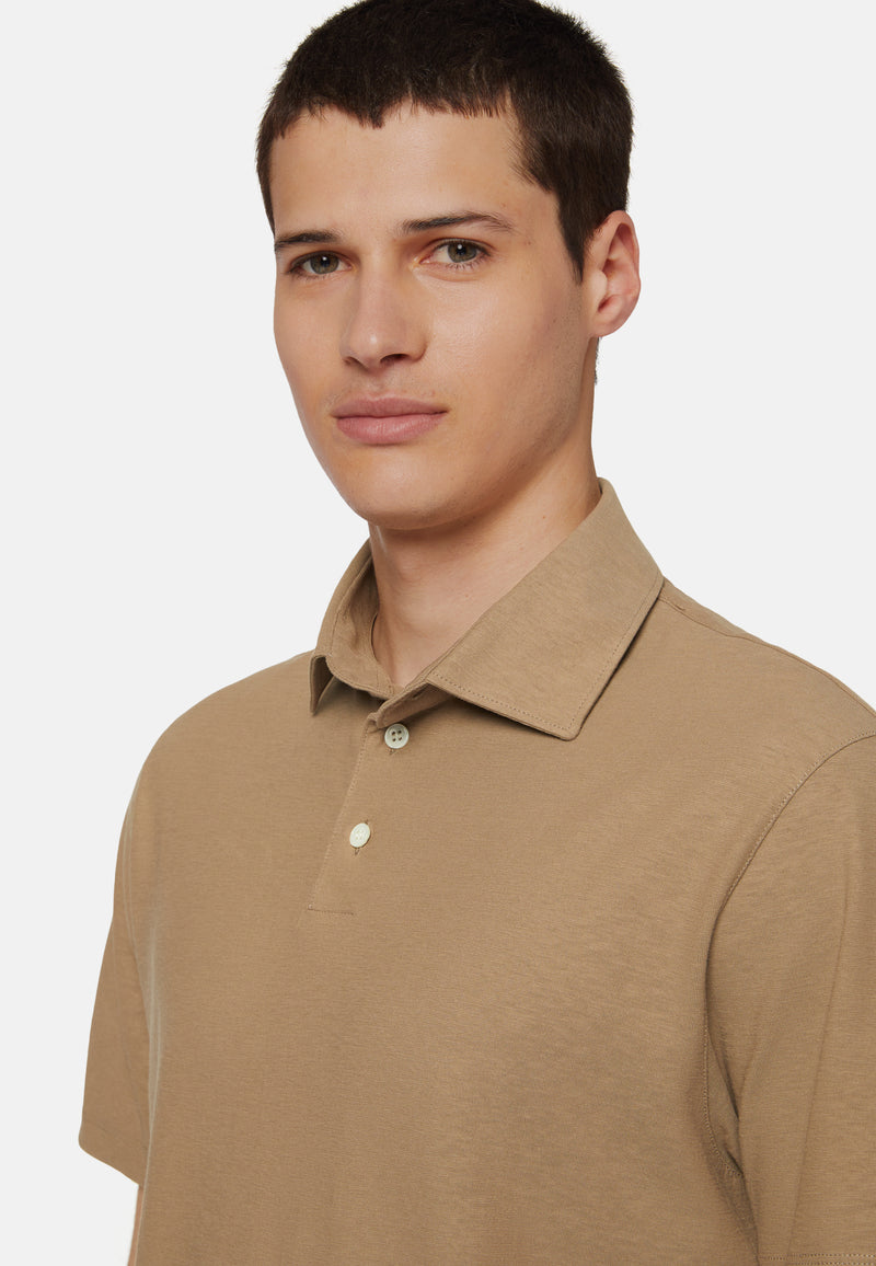 Cotton Crepe Jersey Polo Shirt