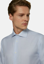 Regular Fit Blue Twill Checked Cotton Shirt
