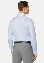 Regular Fit Sky Blue Striped Dobby Cotton Shirt
