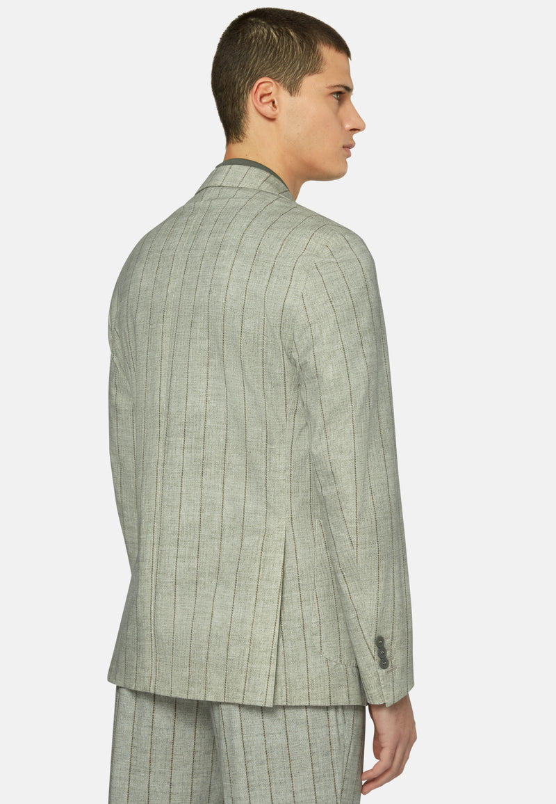 Grey Printed Pinstripe B Tech Nylon Jacket