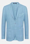 Sky Blue Herringbone Linen Jacket