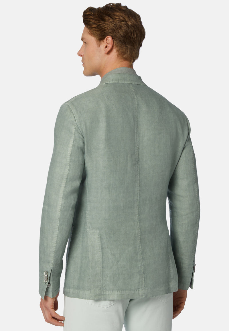 Green Herringbone Linen Jacket