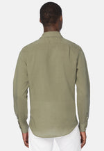 Regular Fit Green Tencel/Linen Shirt