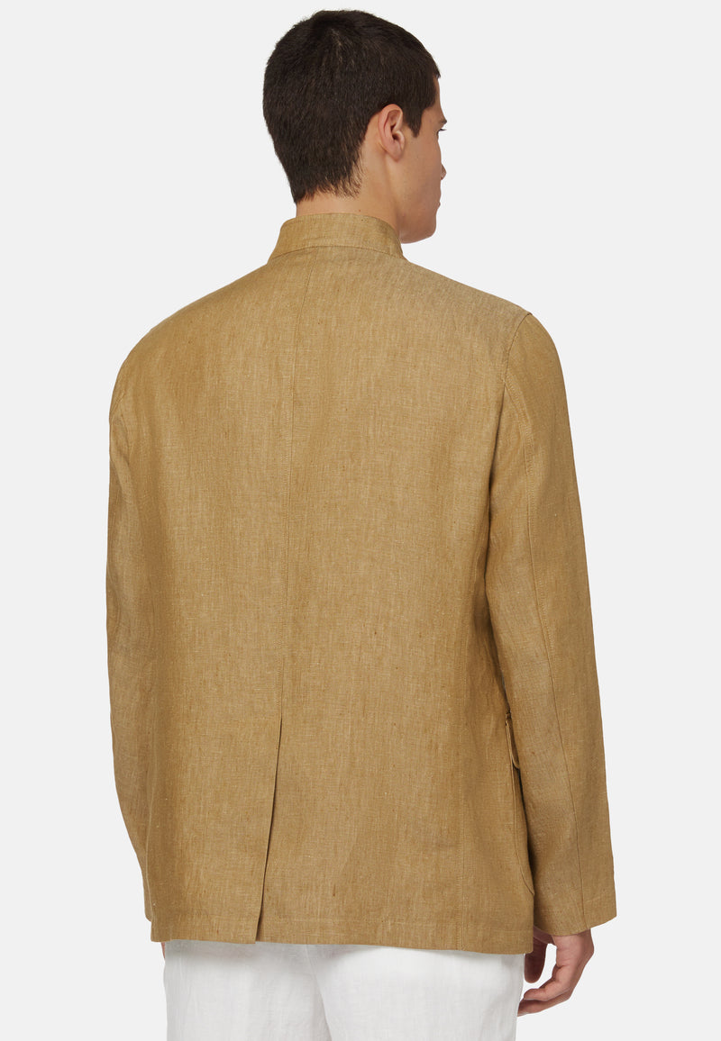 Brown Pure Linen Bridge Jacket