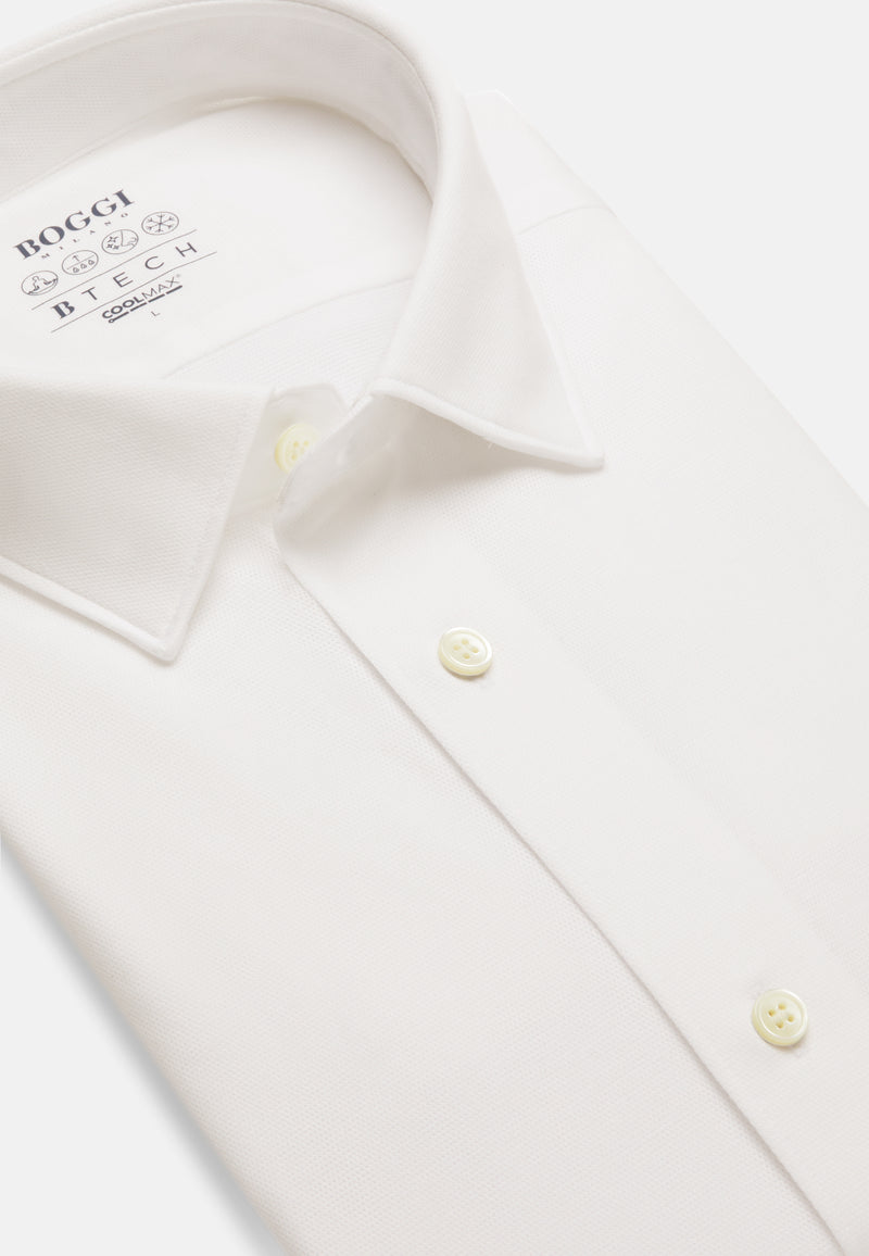 Slim Fit White Shirt in Cotton and COOLMAX®