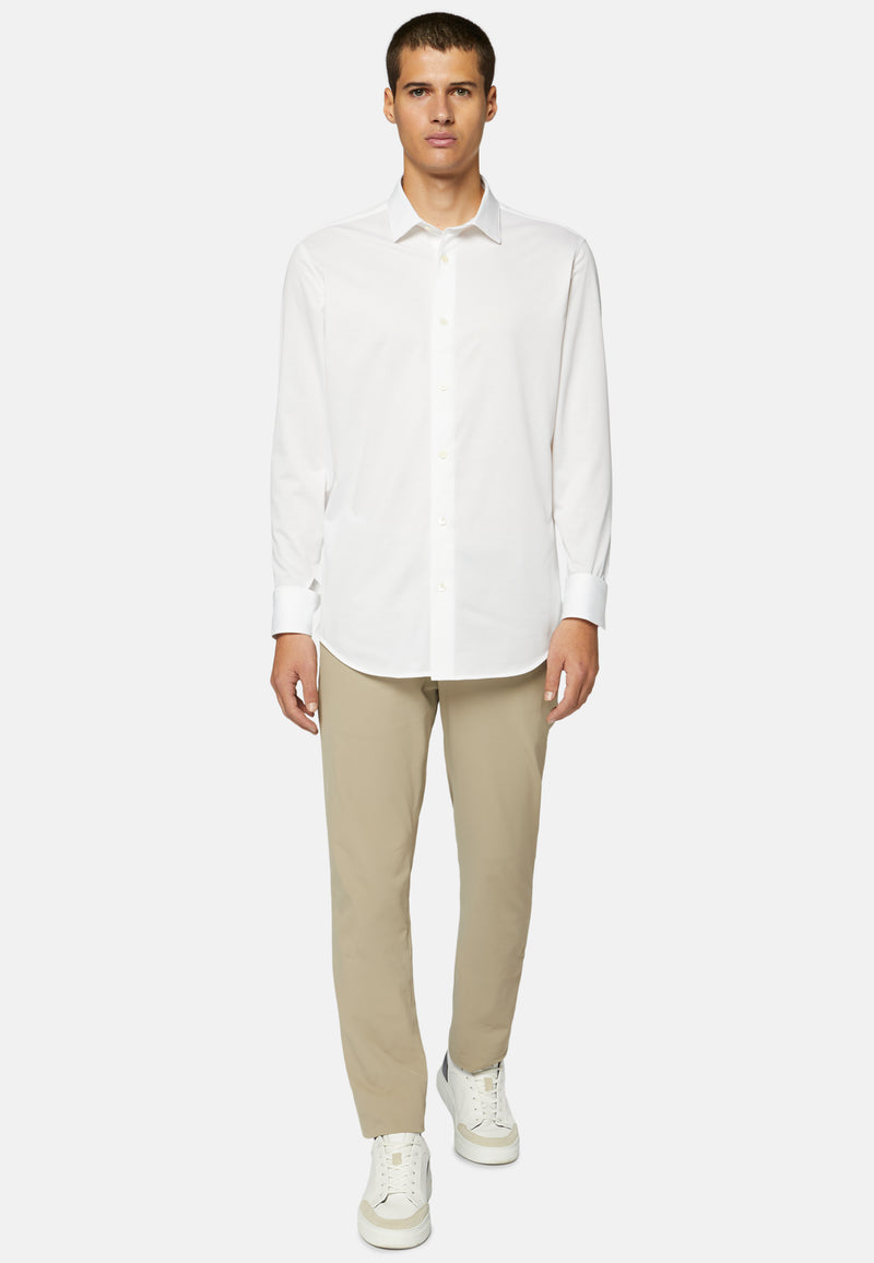 Slim Fit White Shirt in Cotton and COOLMAX®